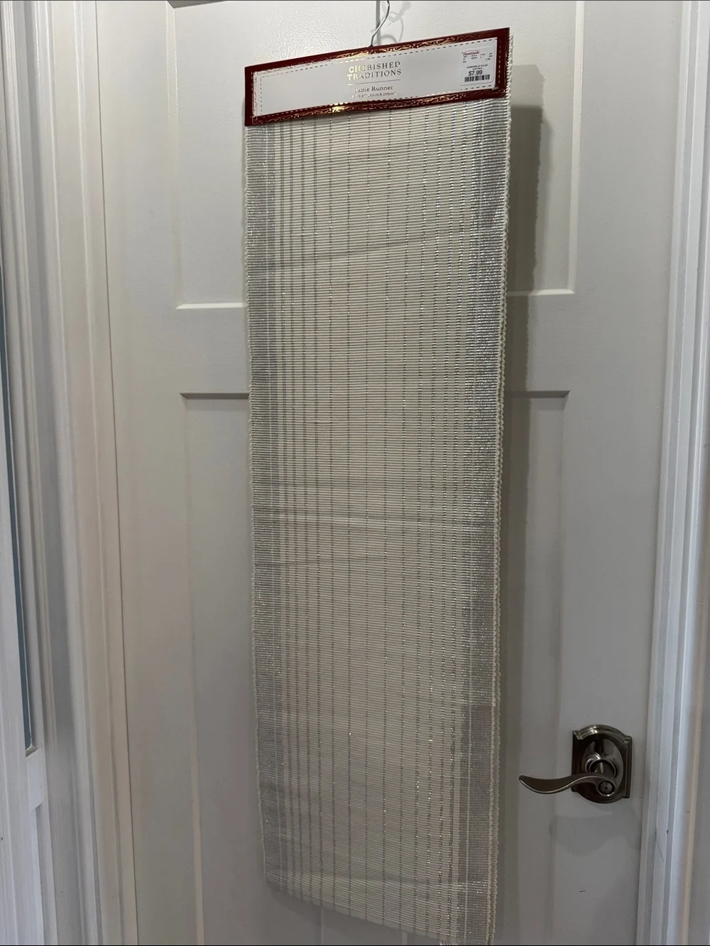NWT Cherished Traditions Silver Treaded Table Runner 13” x 87”